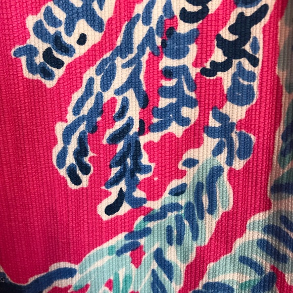 Lily Pulitzer Coral Pink/Blue Shift Dress Size 4 - Picture 6 of 8